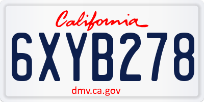 CA license plate 6XYB278
