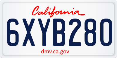 CA license plate 6XYB280