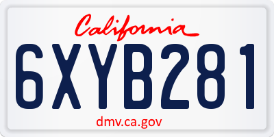 CA license plate 6XYB281
