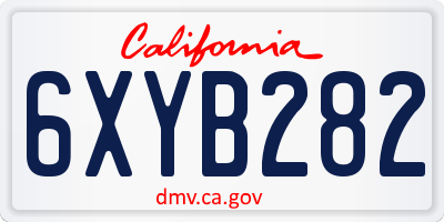 CA license plate 6XYB282