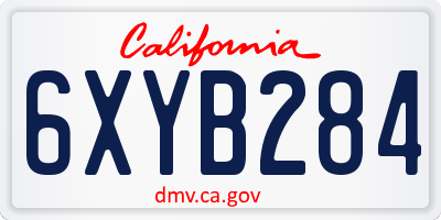 CA license plate 6XYB284