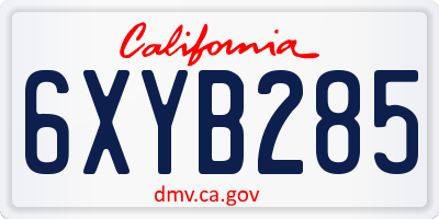 CA license plate 6XYB285