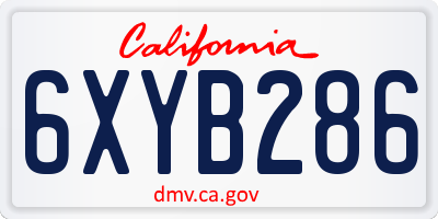 CA license plate 6XYB286
