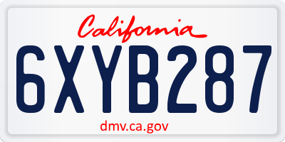 CA license plate 6XYB287