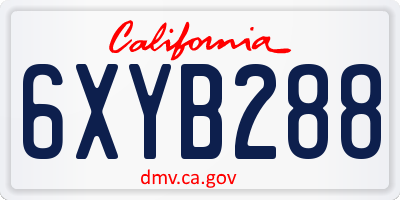 CA license plate 6XYB288