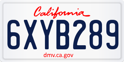 CA license plate 6XYB289