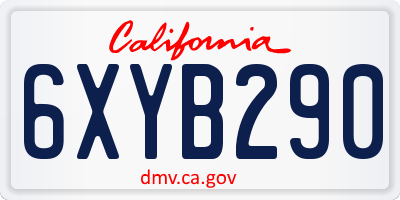 CA license plate 6XYB290