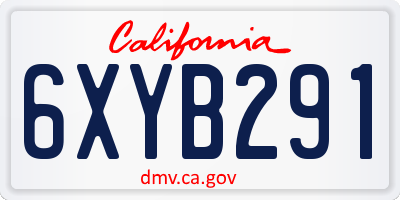 CA license plate 6XYB291