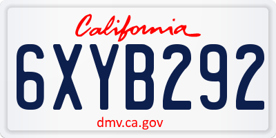 CA license plate 6XYB292