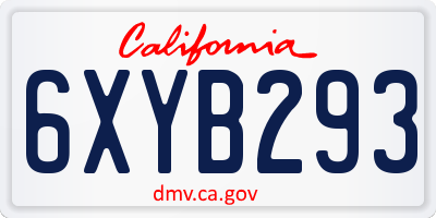 CA license plate 6XYB293