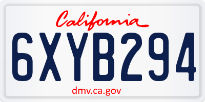 CA license plate 6XYB294