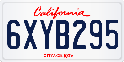 CA license plate 6XYB295