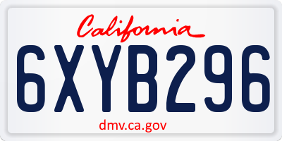 CA license plate 6XYB296