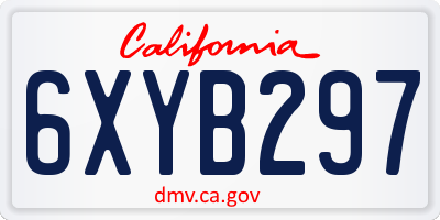 CA license plate 6XYB297