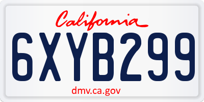 CA license plate 6XYB299