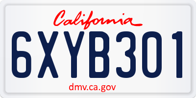 CA license plate 6XYB301