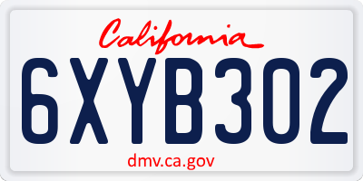 CA license plate 6XYB302