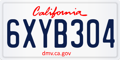 CA license plate 6XYB304