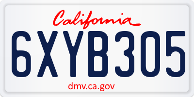CA license plate 6XYB305