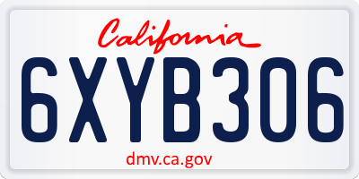 CA license plate 6XYB306