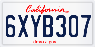 CA license plate 6XYB307