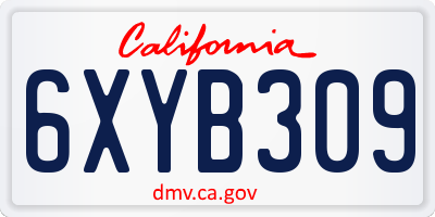 CA license plate 6XYB309