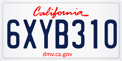 CA license plate 6XYB310