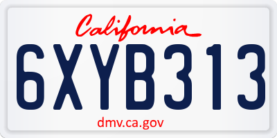 CA license plate 6XYB313