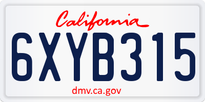 CA license plate 6XYB315