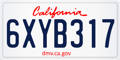 CA license plate 6XYB317