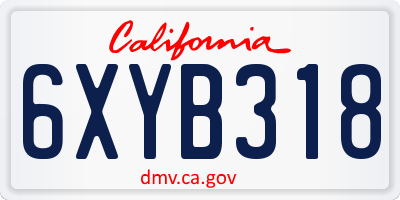 CA license plate 6XYB318