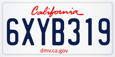 CA license plate 6XYB319
