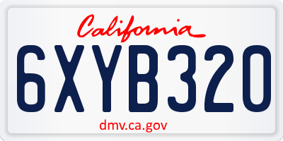 CA license plate 6XYB320