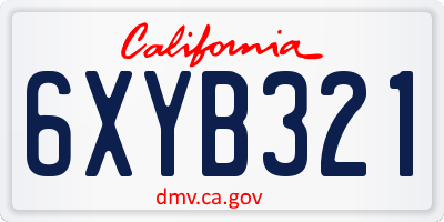 CA license plate 6XYB321