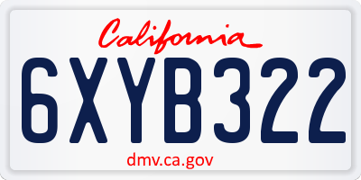 CA license plate 6XYB322