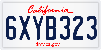 CA license plate 6XYB323