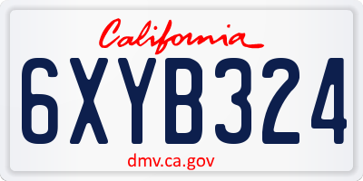 CA license plate 6XYB324
