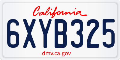 CA license plate 6XYB325