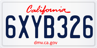 CA license plate 6XYB326
