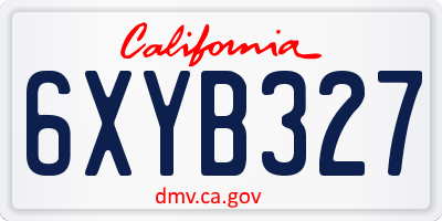 CA license plate 6XYB327