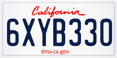 CA license plate 6XYB330
