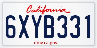 CA license plate 6XYB331