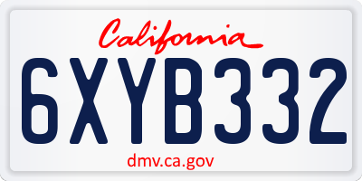 CA license plate 6XYB332