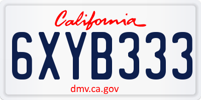 CA license plate 6XYB333