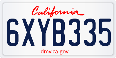 CA license plate 6XYB335