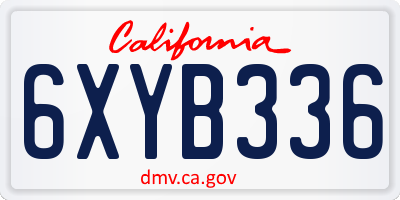 CA license plate 6XYB336