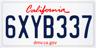 CA license plate 6XYB337