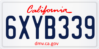 CA license plate 6XYB339