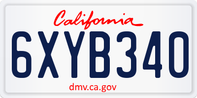 CA license plate 6XYB340