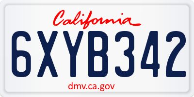 CA license plate 6XYB342